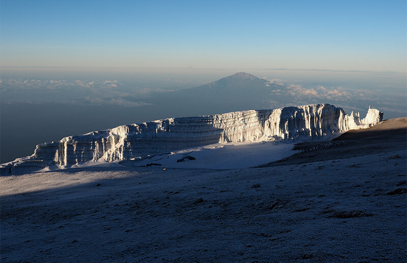 There are still glaciers on the top